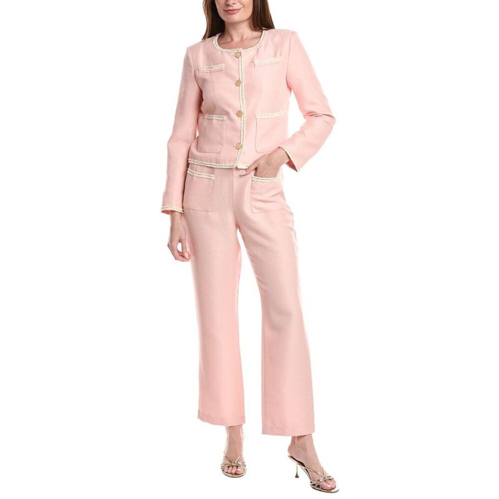 Pascale La Mode Womens  2Pc Jacket & Pant Suit, Orange